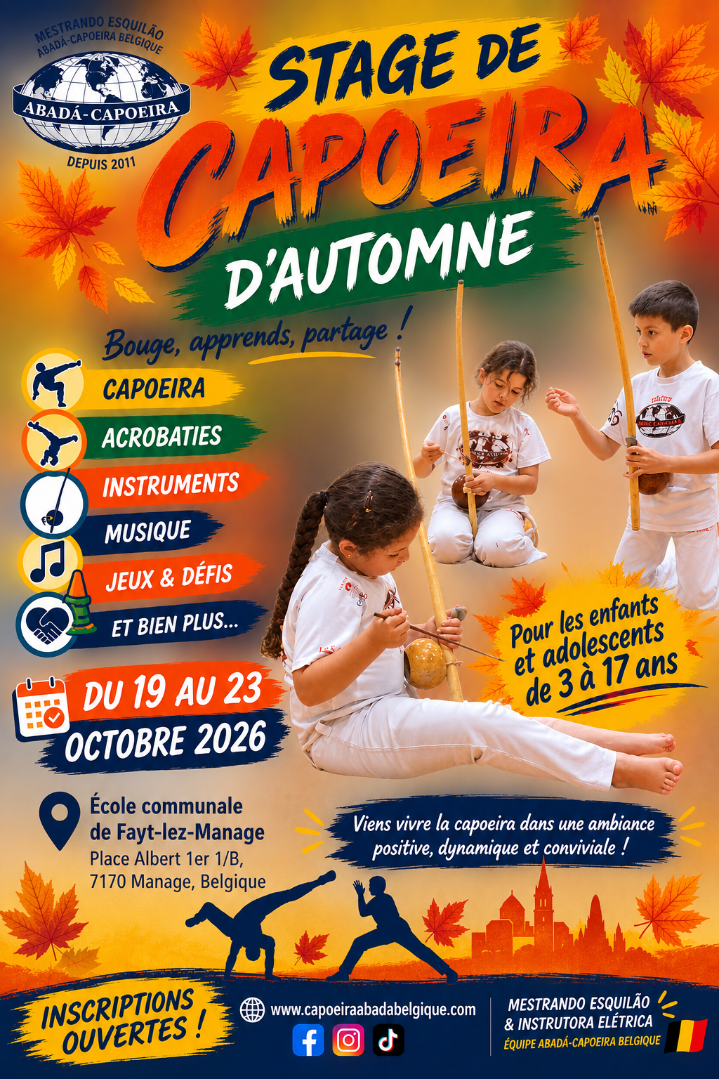 Stage de Capoeira d'Automne 2026 - ABADÁ Capoeira Belgique
