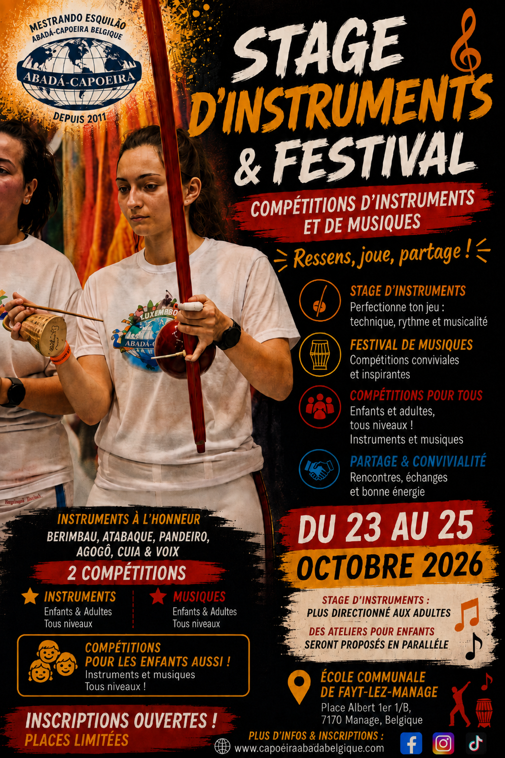 Stage d Instruments et Festival 2026 - ABADÁ Capoeira Belgique